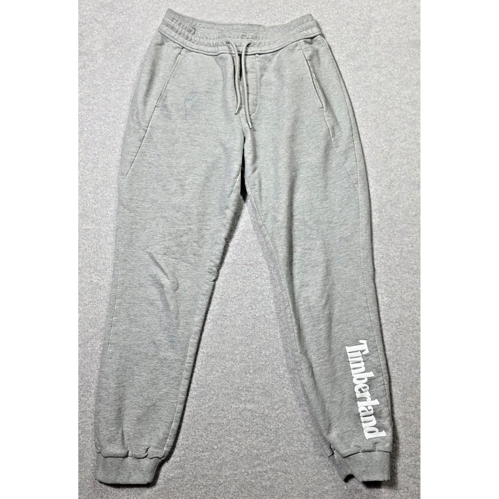 Timberland Men's Small Gray French Terry Sweatpants Joggers Logo Cuffed Pants